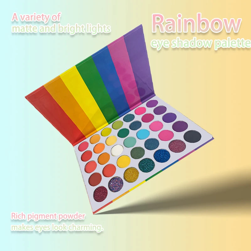 35-Color Rainbow Eyeshadow Palette – Highly Pigmented, Easy to Blend, Vibrant Shades for Creative Spring/Summer Looks