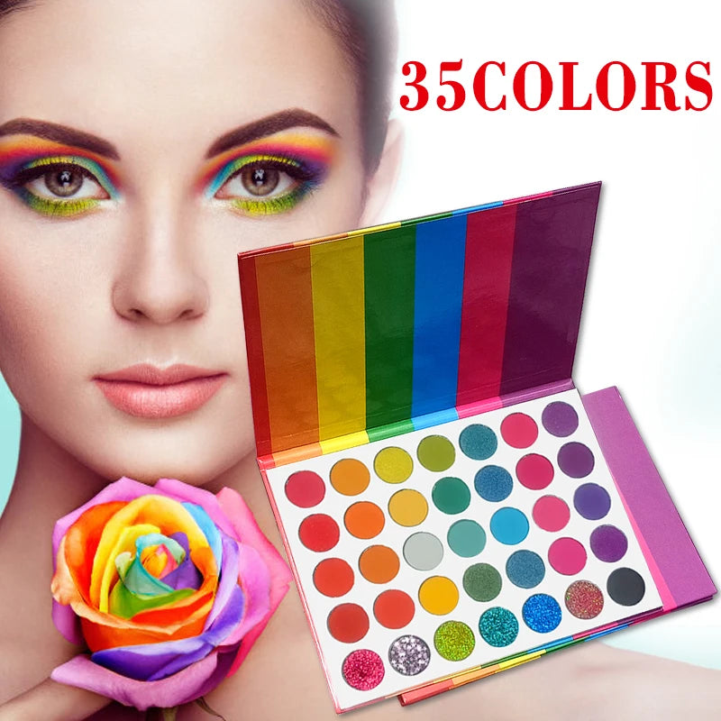 35-Color Rainbow Eyeshadow Palette – Highly Pigmented, Easy to Blend, Vibrant Shades for Creative Spring/Summer Looks