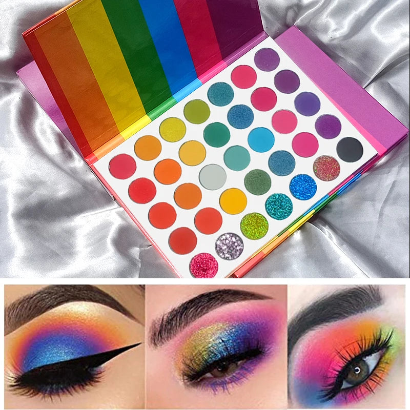 35-Color Rainbow Eyeshadow Palette – Highly Pigmented, Easy to Blend, Vibrant Shades for Creative Spring/Summer Looks
