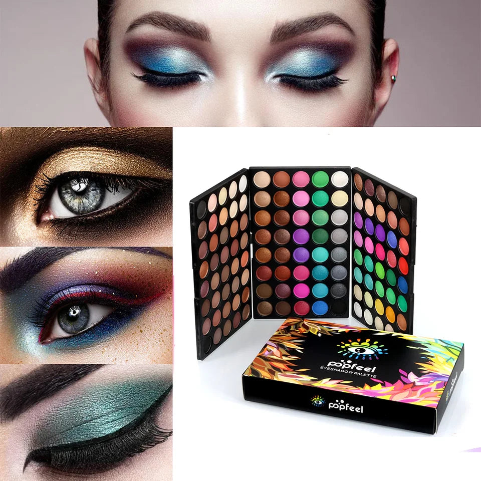 POPFEEL 120-Color 3-in-1 Eyeshadow Palette - Professional Multi-Color Eyeshadow Collection with Matte and Shimmer Shades.