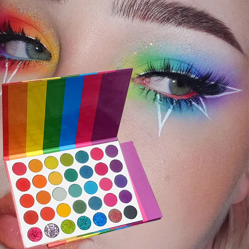 35-Color Rainbow Eyeshadow Palette – Highly Pigmented, Easy to Blend, Vibrant Shades for Creative Spring/Summer Looks
